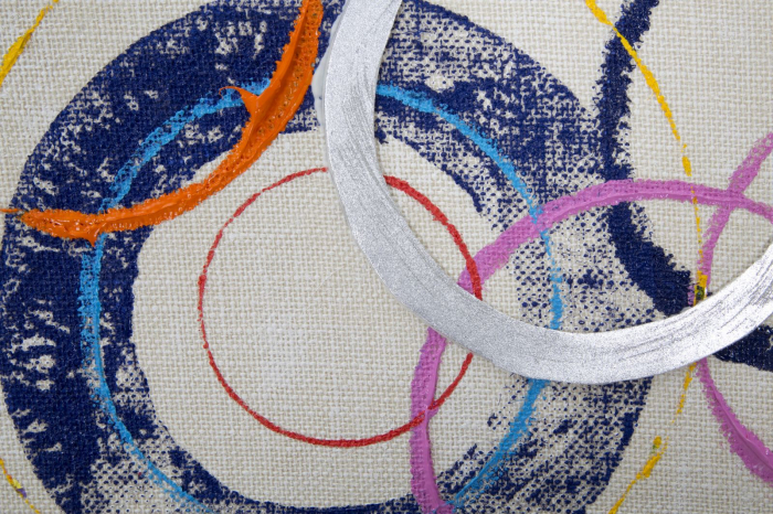 Tablou Floating circles, lemn/panza, Multicolor, 80X3X80 cm [4]