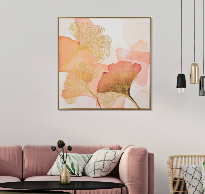 Poza Tablou Flowers, Lemn Canvas Plastic, Multicolor, 80x80x3.5 cm