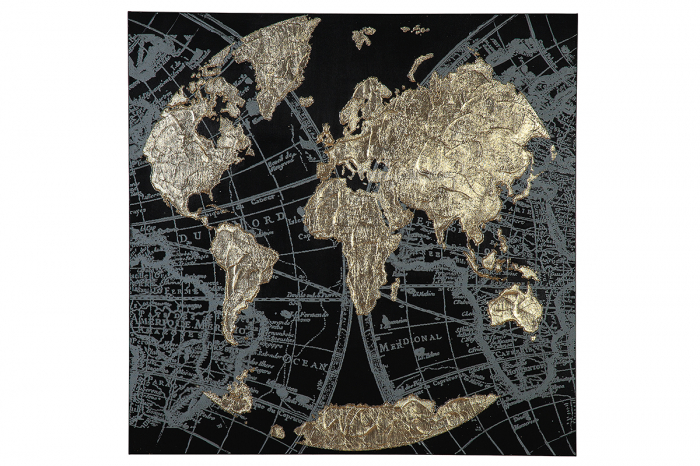 Tablou Golden Earth, panza, negru auriu,90x90x3,7 cm