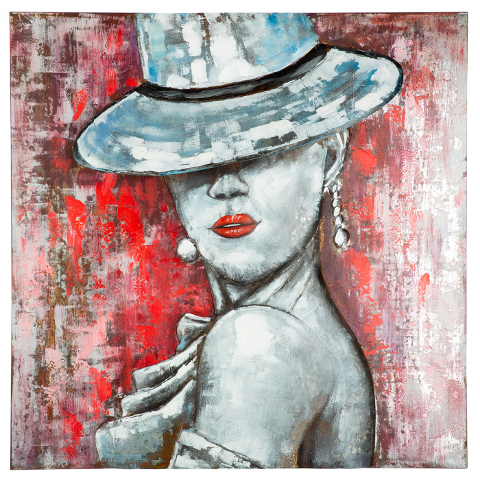 Tablou Hat Lady, pătrat, Metal, multicolor, PU 2, 2 asortate, L. 8 cm, L. 80 cm, H 80 cm [2]