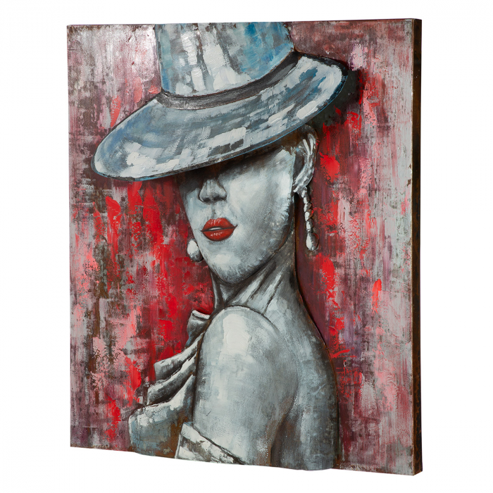 Tablou Hat Lady, pătrat, Metal, multicolor, PU 2, 2 asortate, L. 8 cm, L. 80 cm, H 80 cm [4]