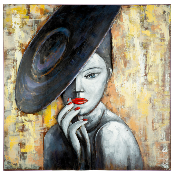 Tablou Hat Lady, pătrat, Metal, multicolor, PU 2, 2 asortate, L. 8 cm, L. 80 cm, H 80 cm [3]