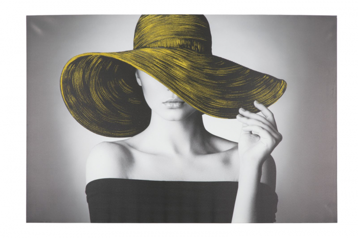 Tablou Hat, lemn panza, multicolor, 120X3.8X80 cm