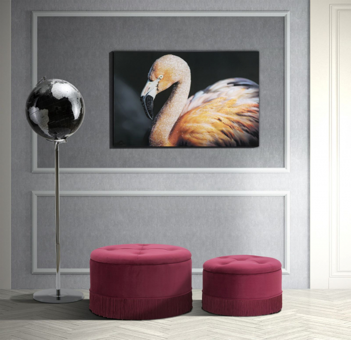 Tablou imprimat pe panza cu aplicatii, FLAMINGO cm 120x3,8x80 [8]