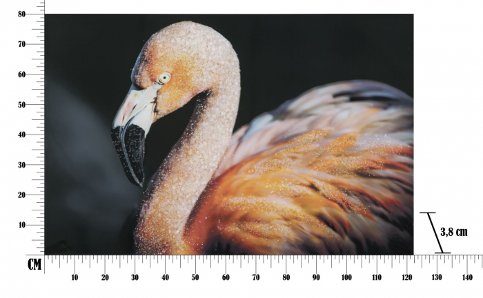 Tablou imprimat pe panza cu aplicatii, FLAMINGO cm 120x3,8x80 [9]