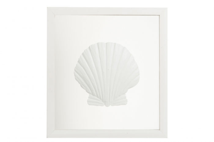Tablou inramat Shell, Lemn, Alb, 33x4.1x35.5 cm