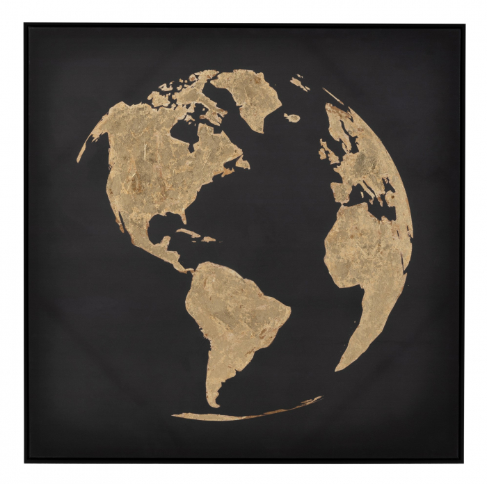 Tablou inramat World Globe, Canvas, Negru, 103x4.5x104 cm