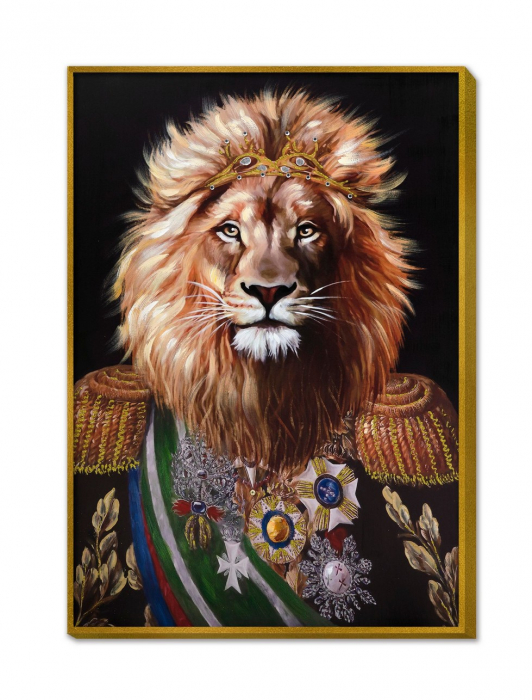 Tablou King lion with frame pictat manual