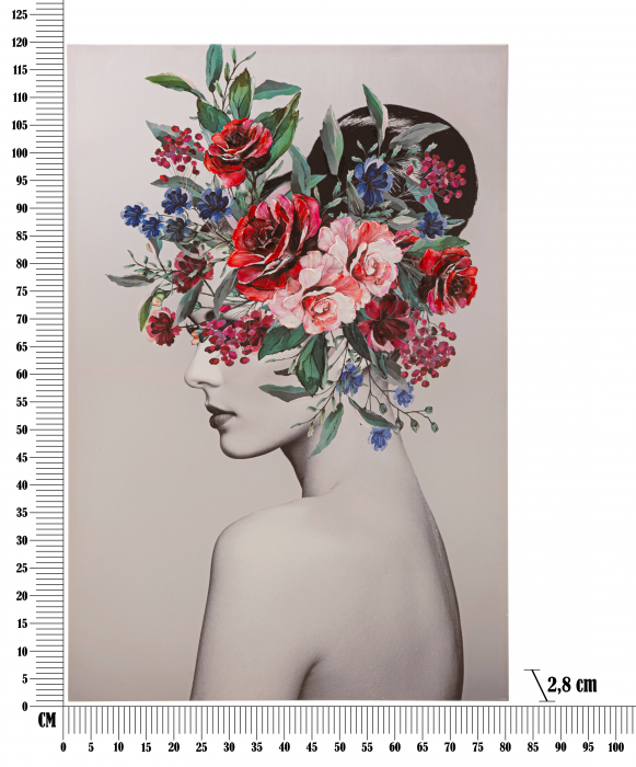 Tablou Lady Flower -A-, Lemn/Canvas, Multicolor, 120x80x2.8 cm [6]
