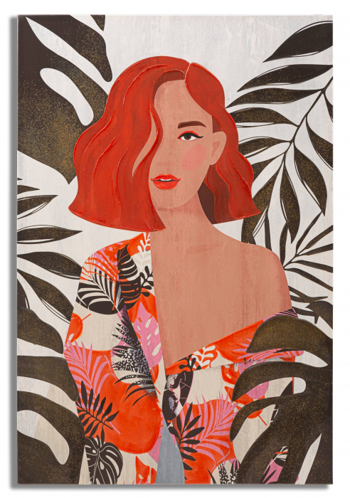 Tablou LADY JUNGLE -A-, Multicolor, Lemn Canvas, 120x80x2.8 cm