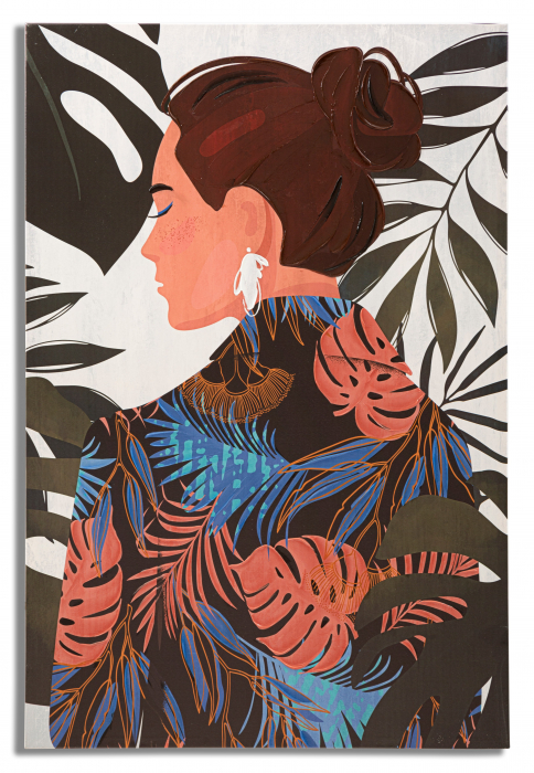 Tablou Lady Jungle -B-, Lemn/Canvas, Multicolor, 120x80x2.8 cm [5]