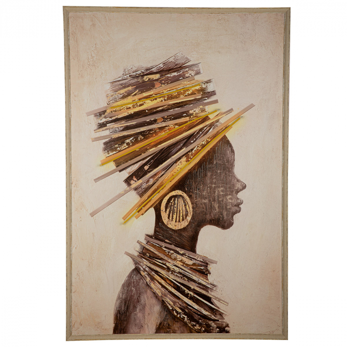 Tablou (LED), dreptunghiular, motiv femeie, pânză, multicolor, PU 1, L. 4 cm, l. 83 cm, H 123 cm [3]