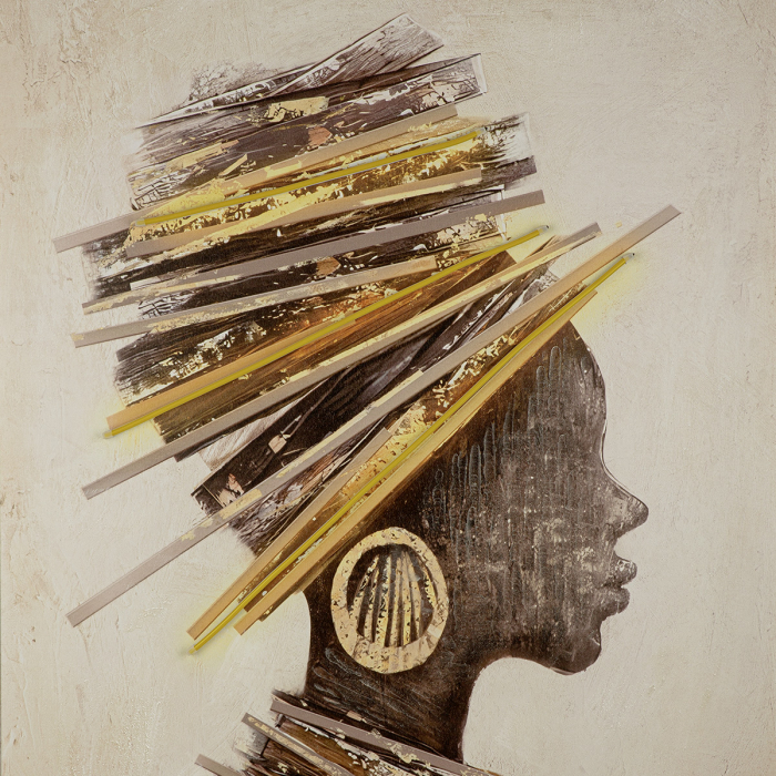 Tablou (LED), dreptunghiular, motiv femeie, pânză, multicolor, PU 1, L. 4 cm, l. 83 cm, H 123 cm [2]