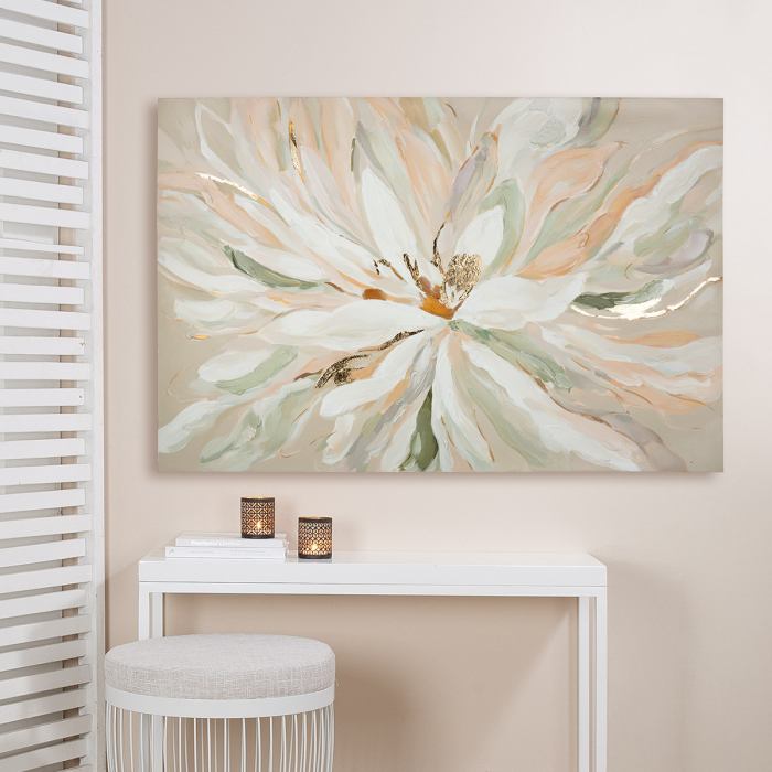 Tablou LOTUS, dreptunghiular, motiv floral, pânză, multicolor, alb, PU 1, L. 3 cm, l. 120 cm, H 80 cm [3]
