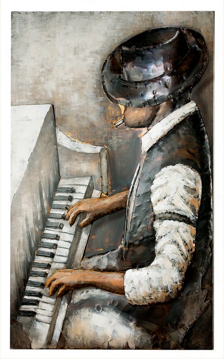 Tablou lucrat manual RHYTHM, metal in relief, 120x80x7 cm [2]