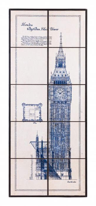 Tablou Majolic Big Ben, MDF Ceramica, Multicolor, 43x4x104 cm Bizzotto imagine 2022