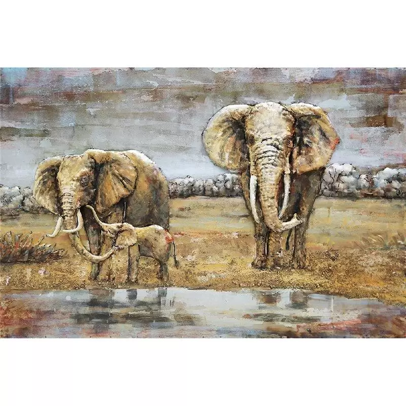 Tablou metal 3D Elephants 80×120 cm lotusland.ro imagine 2022