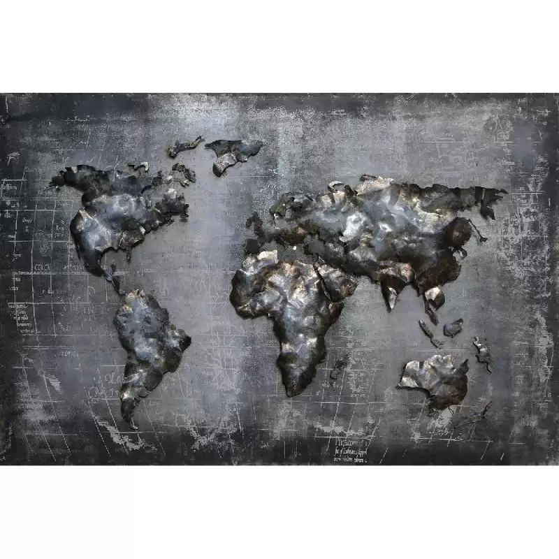 Tablou metal 3D World Map 120x80 cm