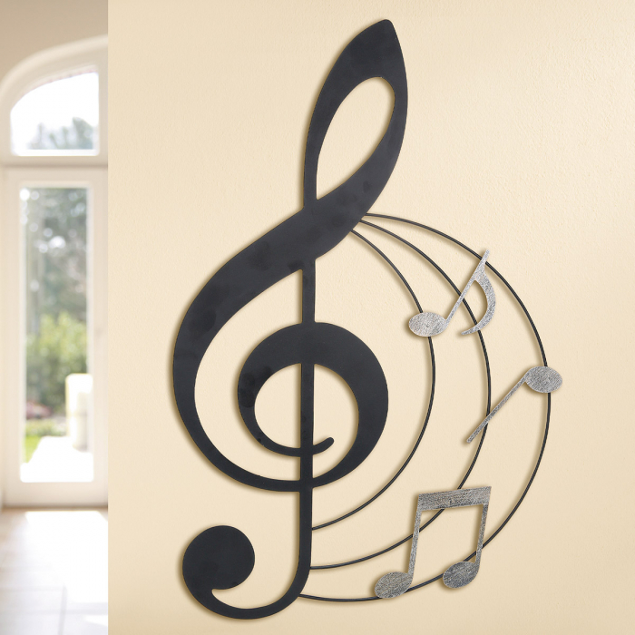 Decoratiune de perete MUSICALE, metal, 70x45 cm