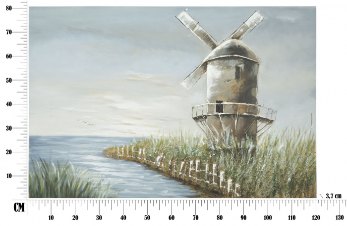 Tablou Mulino, lemn de pin/Plastic/panza, multicolor, 120X3.7X80 cm [8]