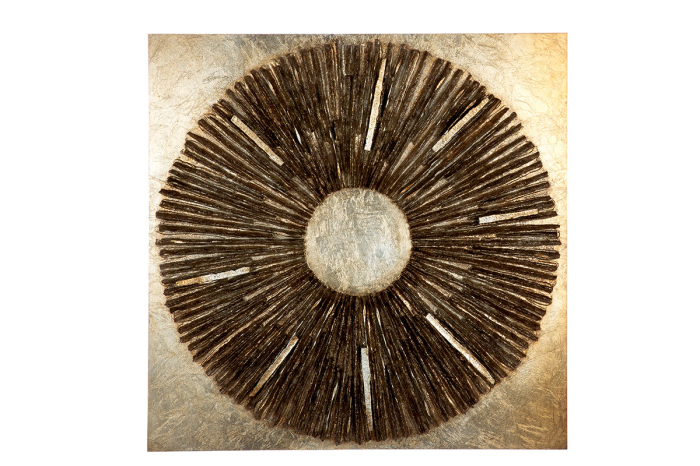 Tablou, patrat, „Altinoh”, motiv circular, rasina sintetica, culoarea sampaniei, auriu, PU 1, L. 7 cm, l. 80 cm, H 80 cm [1]