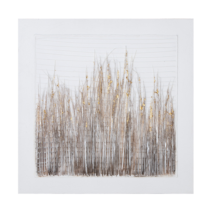 Tablou, patrat, „Cespuglio”, motiv cu iarba, panza, alb, PU 1, L. 3 cm, l. 80 cm, H 80 cm [1]