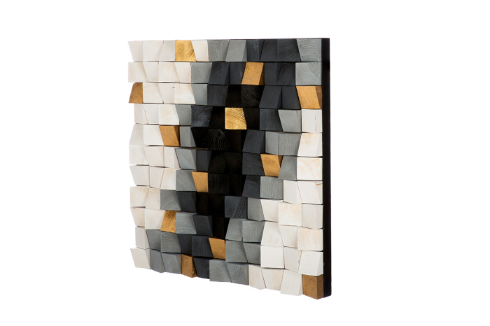 Tablou, patrat, "Klepton", Geometric, Lemn, gri, PU 1, L. 7,5 cm, L. 76 cm, H 76 cm [2]