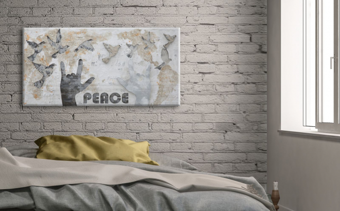 Tablou Peace, lemn de pin/panza, Multicolor, 120X3X60 cm [6]