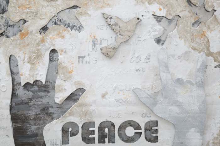 Tablou Peace, lemn de pin/panza, Multicolor, 120X3X60 cm [2]
