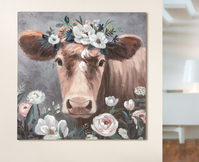 Tablou pictat flower cow