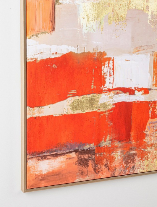 Tablou pictat Gallery, Panza/Lemn, Alb/Portocaliu, 90x3.2x120 cm [2]
