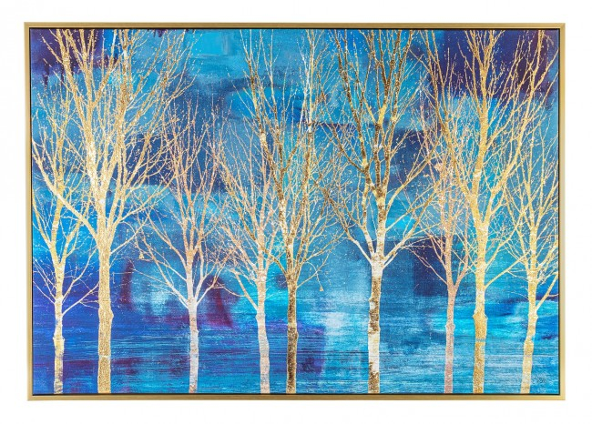 Tablou pictat Gallery peisaj, Panza Lemn, Albastru, 100x3.2x70 cm