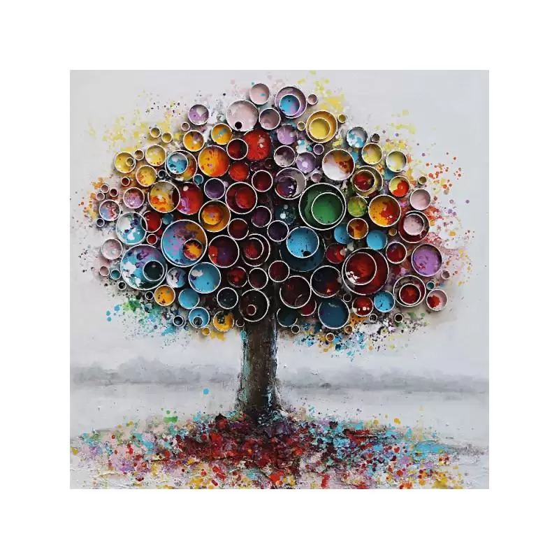 Tablou pictat manual Colorful tree 100×100 cm lotusland.ro imagine 2022