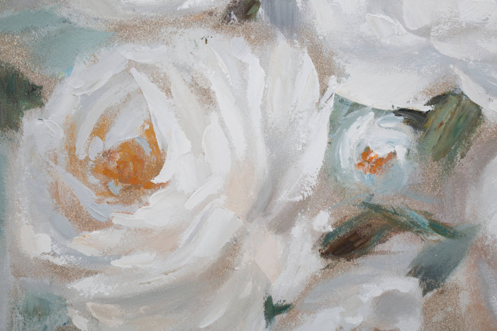 Tablou pictat manual Crem Flower, Lemn/Canvas, Multicolor, 100x80x3.7 cm [3]