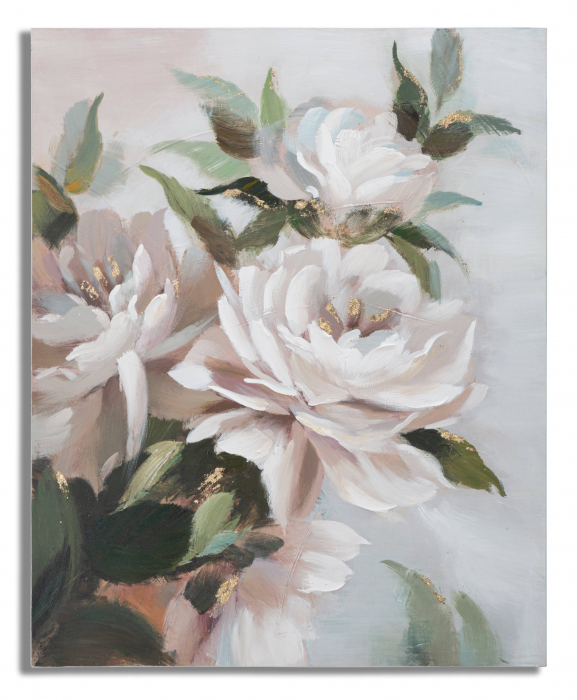 Tablou pictat manual Flower & Leaf, Lemn/Canvas, Multicolor, 80x100x3.7 cm [5]
