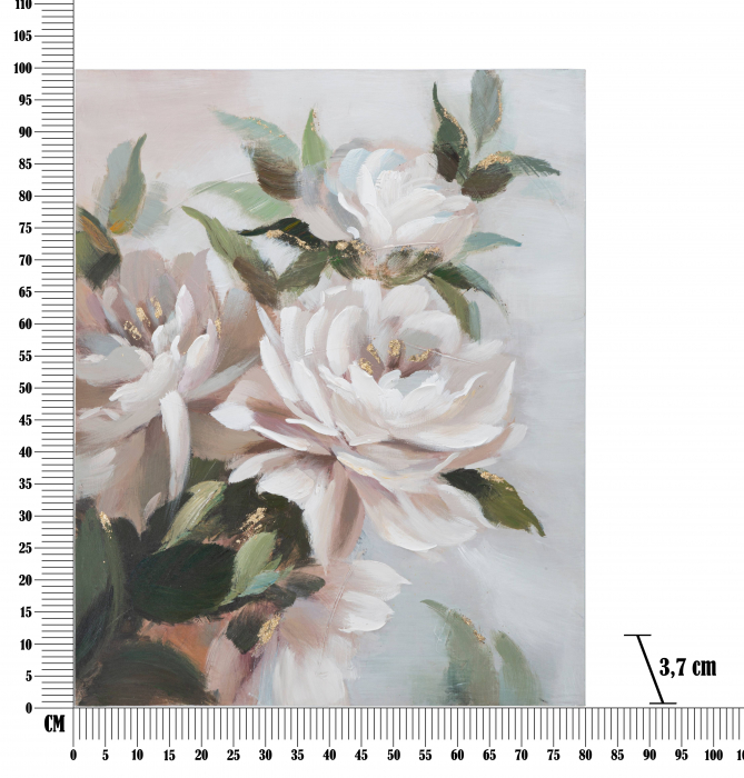 Tablou pictat manual Flower & Leaf, Lemn/Canvas, Multicolor, 80x100x3.7 cm [6]