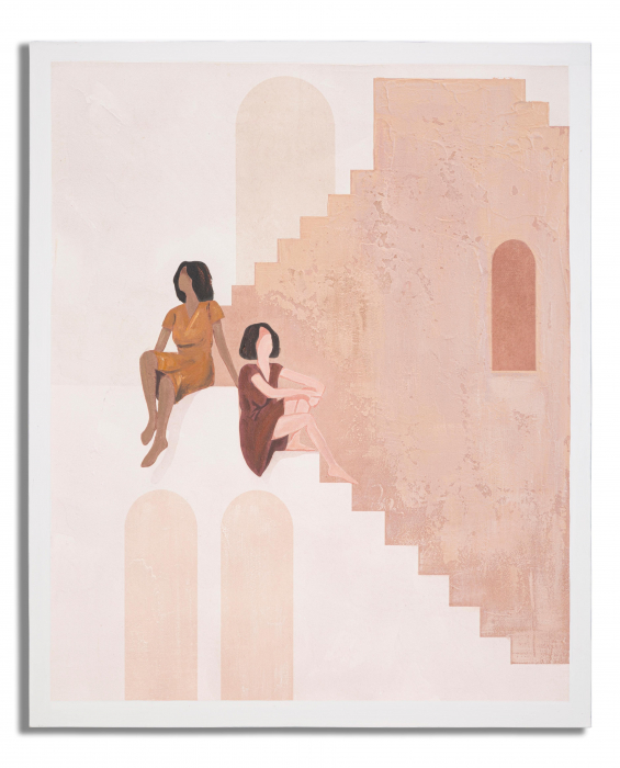 Tablou pictat manual Lady - B -, Lemn/Canvas, Multicolor, 100x80x3.7 cm [5]