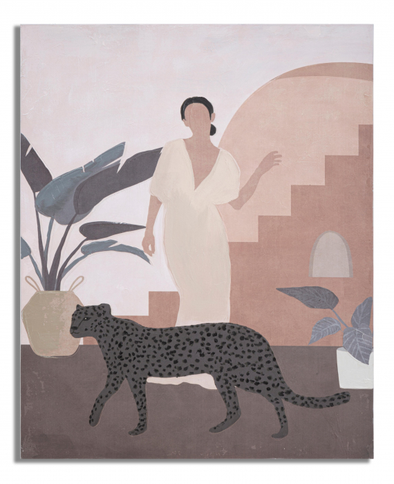 Tablou pictat manual Lady - C -, Lemn/Canvas, Multicolor, 100x80x3.7 cm [5]