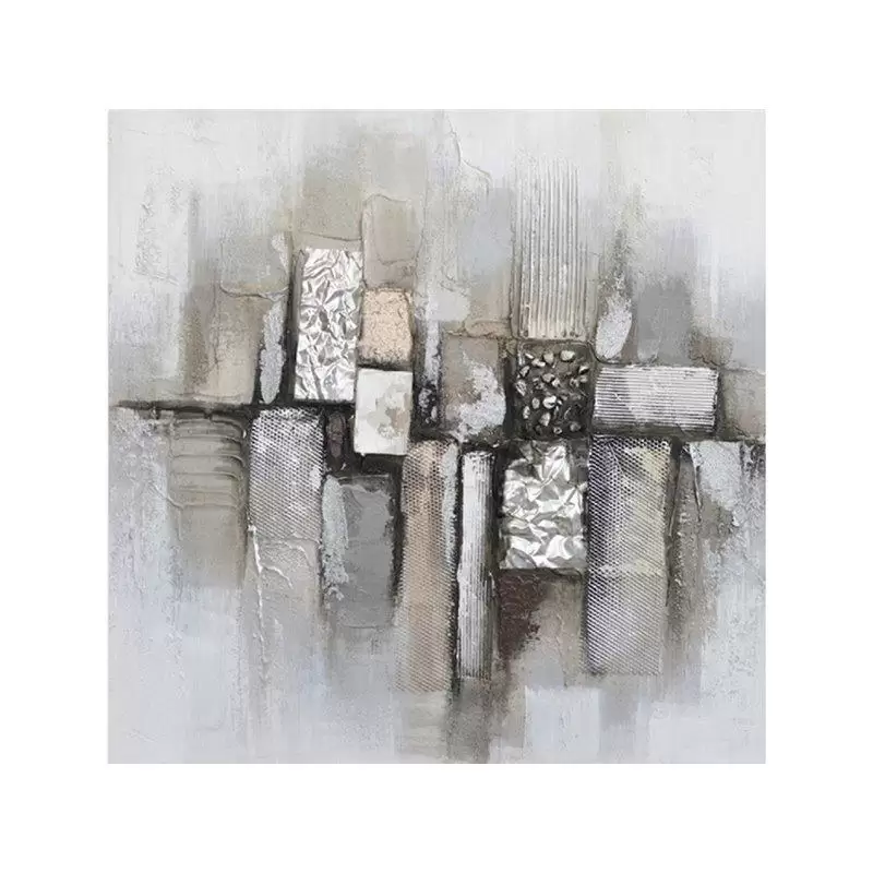 Tablou pictat manual Modern Silver squares 80 x 80 cm lotusland.ro imagine 2022