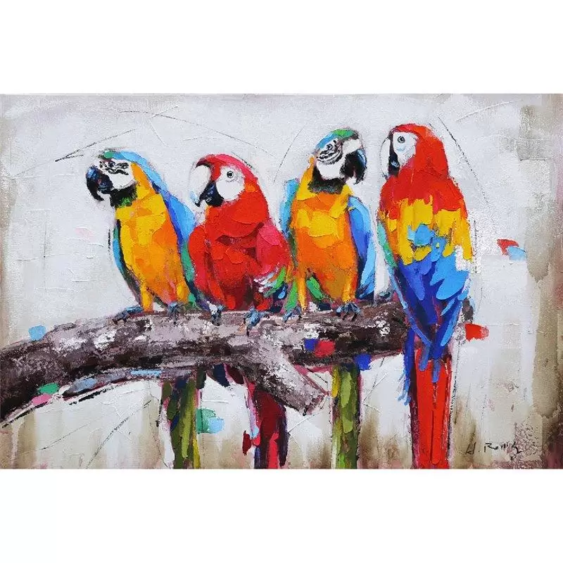 Tablou pictat manual Parrots 80 x 120 cm lotusland.ro imagine 2022