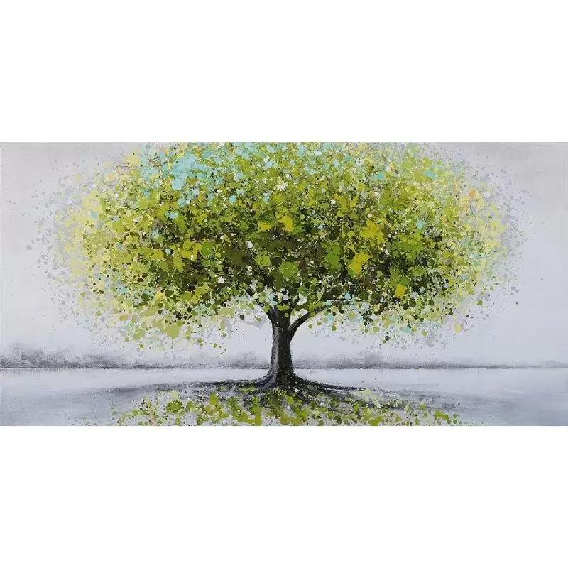 Tablou pictat manual Tree green 60 x 120 cm