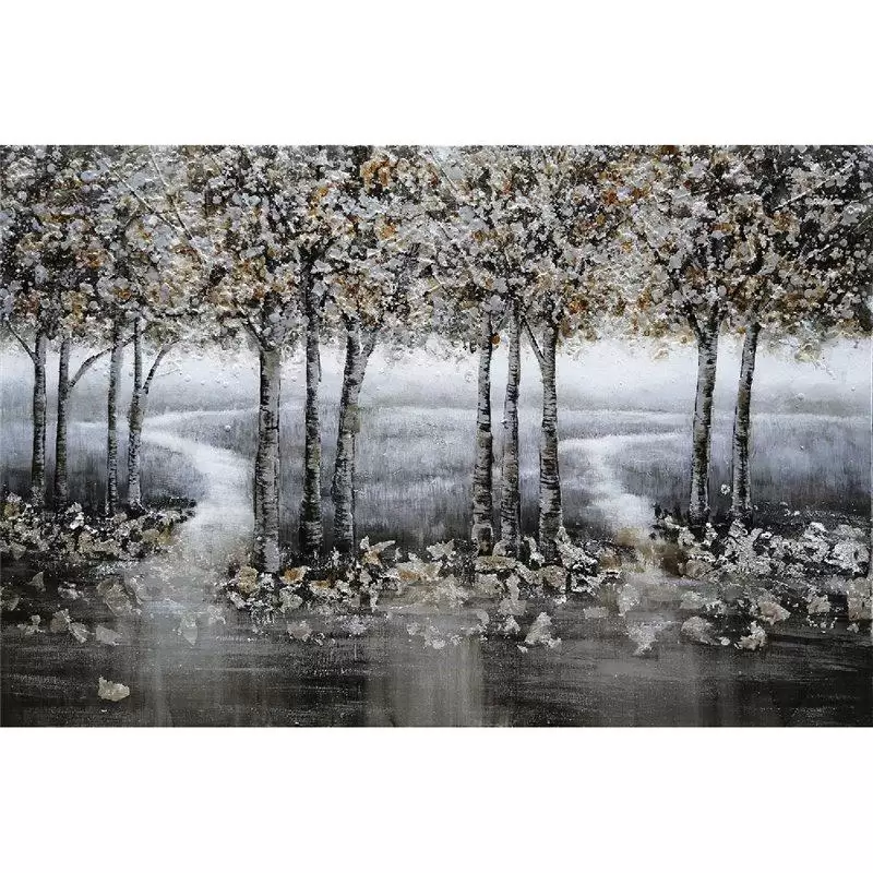 Tablou pictat manual Trees silver 80 x 120 cm lotusland.ro imagine 2022