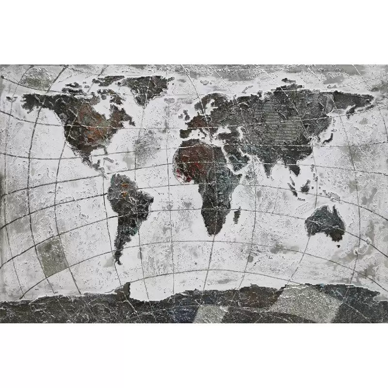 Tablou pictat manual Worldmap 80x120 cm 2021 lotusland.ro