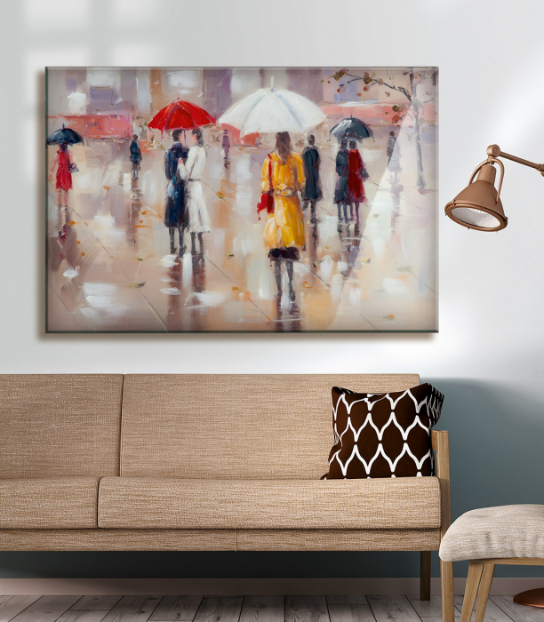 Tablou Pioggia, panza, multicolor, 90x60x2.5 cm GILDE imagine 2022