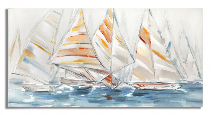 Tablou Reggata, Lemn Canvas, Multicolor, 70x140x2.8 cm