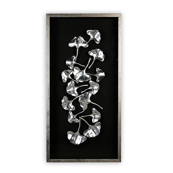 Tablou Silver Ginkgo, lemn sticla fibra de sticla, negru auriu, 120x60x8 GILDE imagine 2022