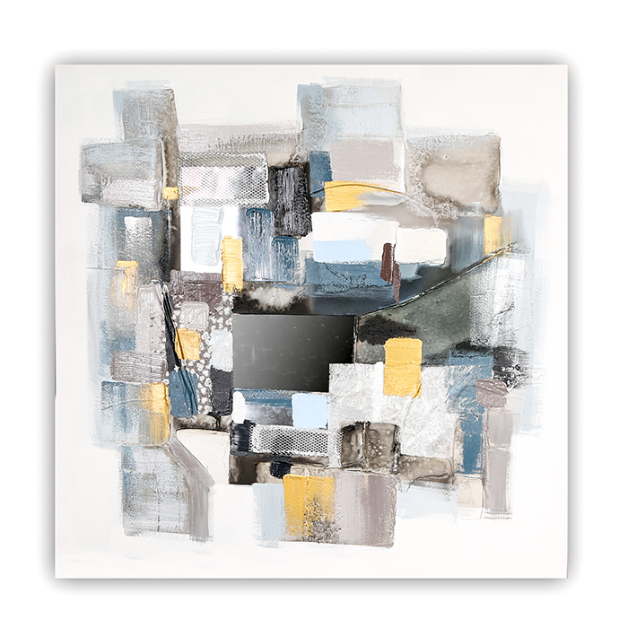 Tablou Squares, canvas lemn, multicolor, 100×100 cm GILDE imagine 2022