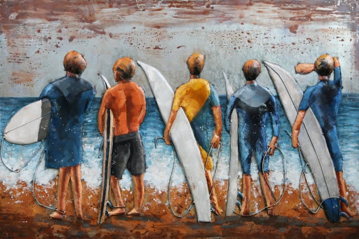 Tablou Surfers metalic in relief