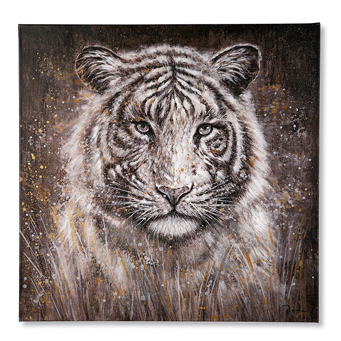 Tablou Tiger, canvas lemn, multicolor, 80x80x3.5 cm GILDE imagine 2022