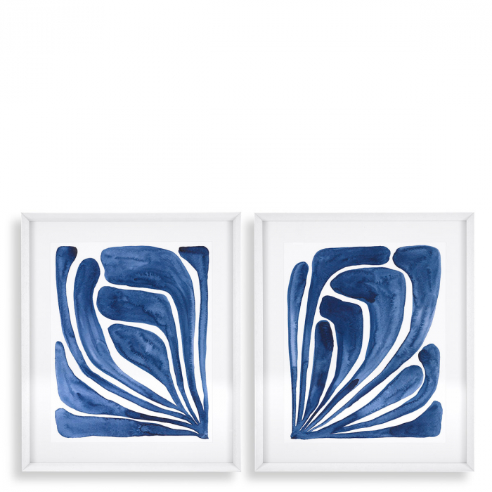 Tablou tipărit, Frunze stilizate albastre set de 2, Dims: W. 84 | D. 6 | H. 100 | per frame (CM) [1]